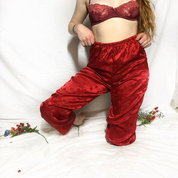 Silky Red Heart Pajama Pants