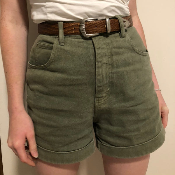 Army Green Denim Shorts