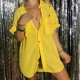 Yellow Waterproof Button-Up